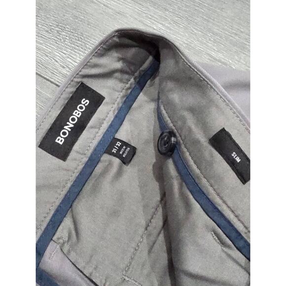 Bonobos Pants Mens 31/32 Gray Slim Chino Straight Flat Front A003331 - Picture 6 of 11